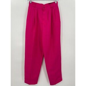 GIORGIO SANT'ANGELO VTG Pink High Rise Pleated Linen Blend Trouser Pants Size 6